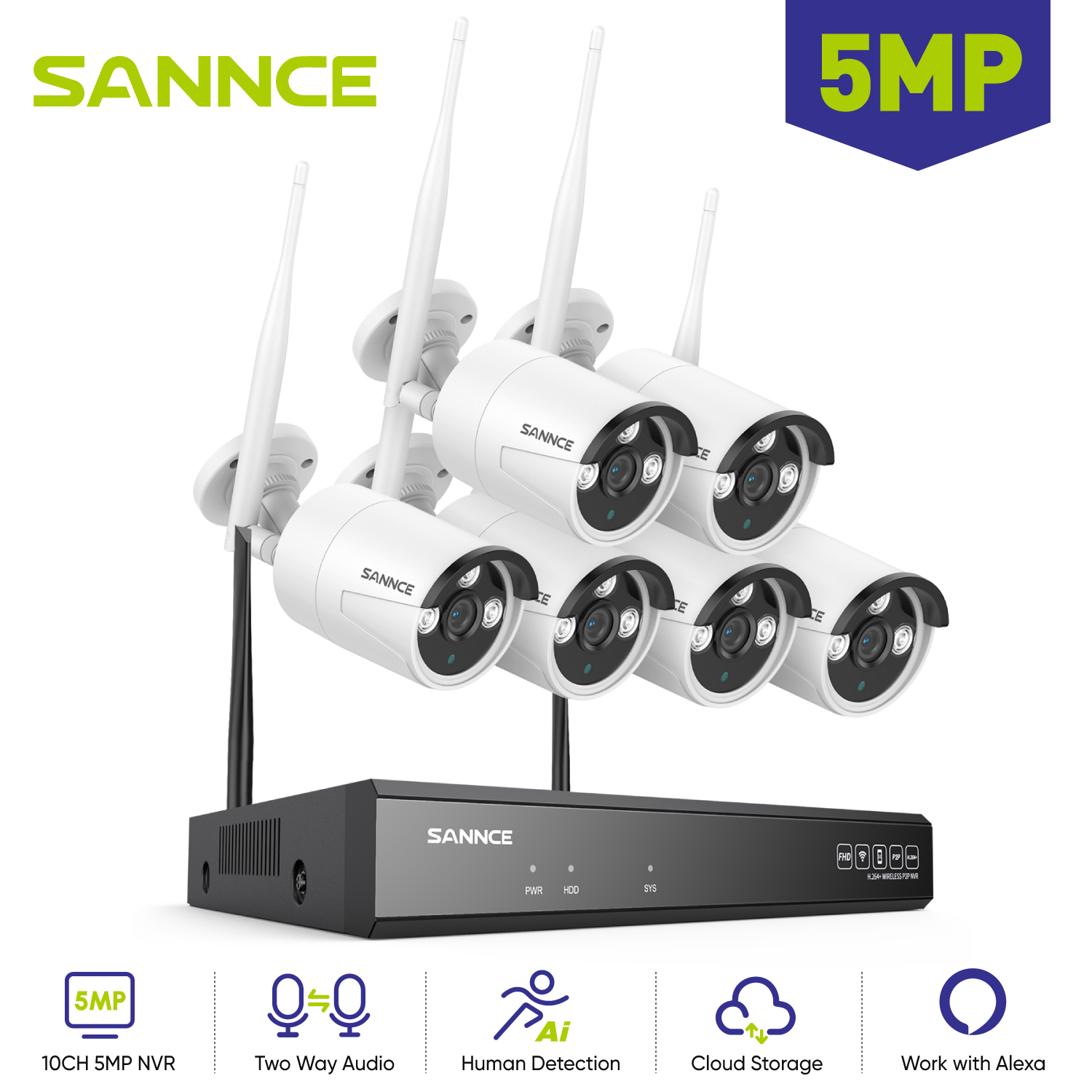 Home Security And Monitoring - SANNCE 6 adet 5MP Wifi kamera