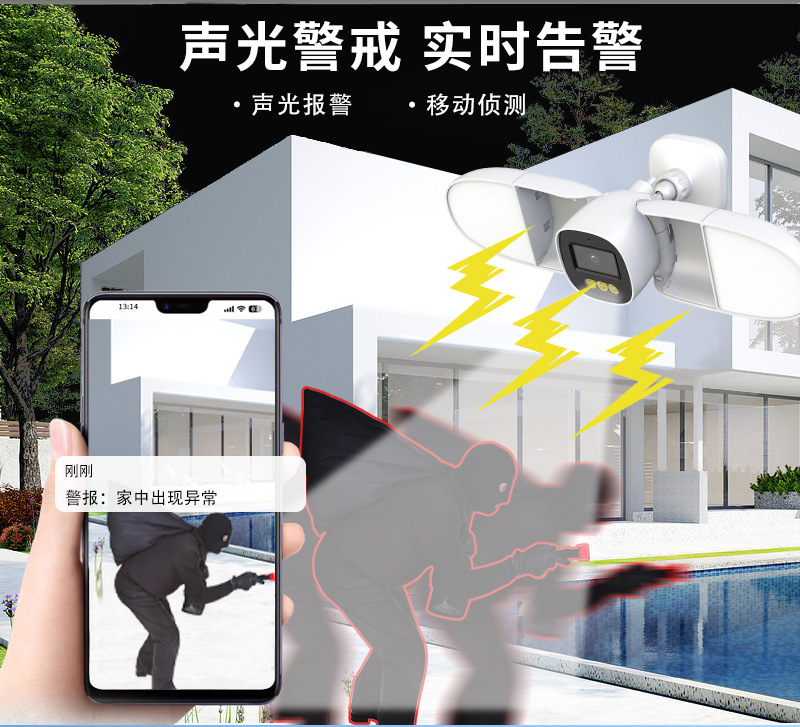 Home Security Flood Lights - Tam Renkli 4MP iCsee APP Projektörlü