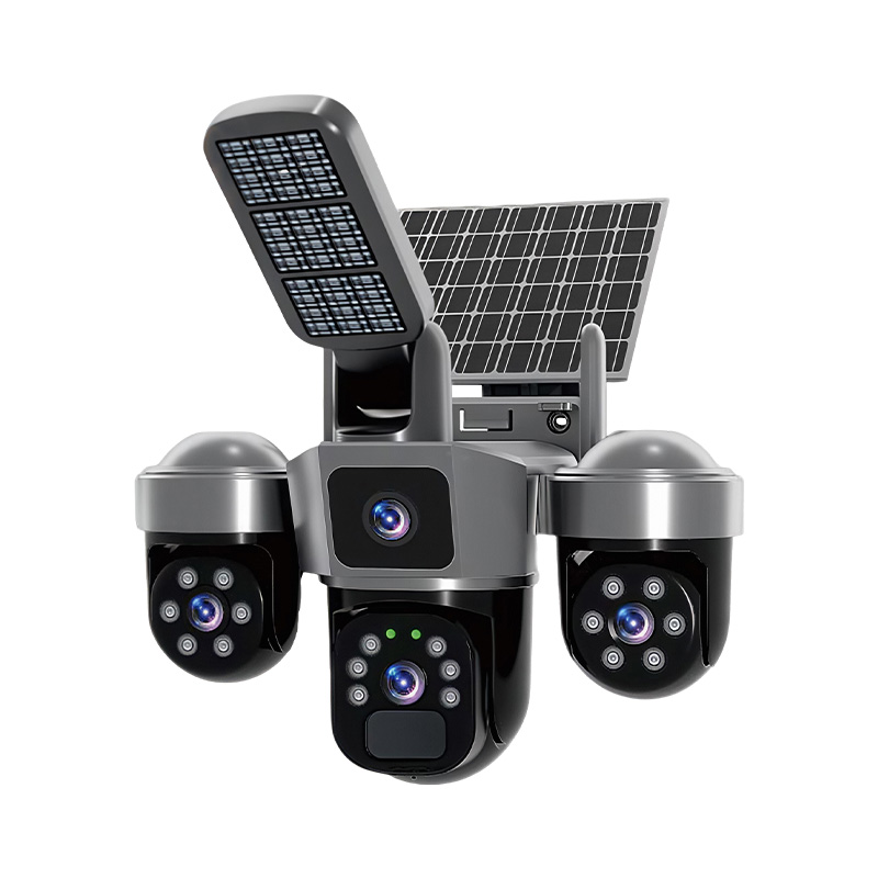 Home Security Flood Lights - 6MP V380 APP Güneş Enerjili Üçlü
