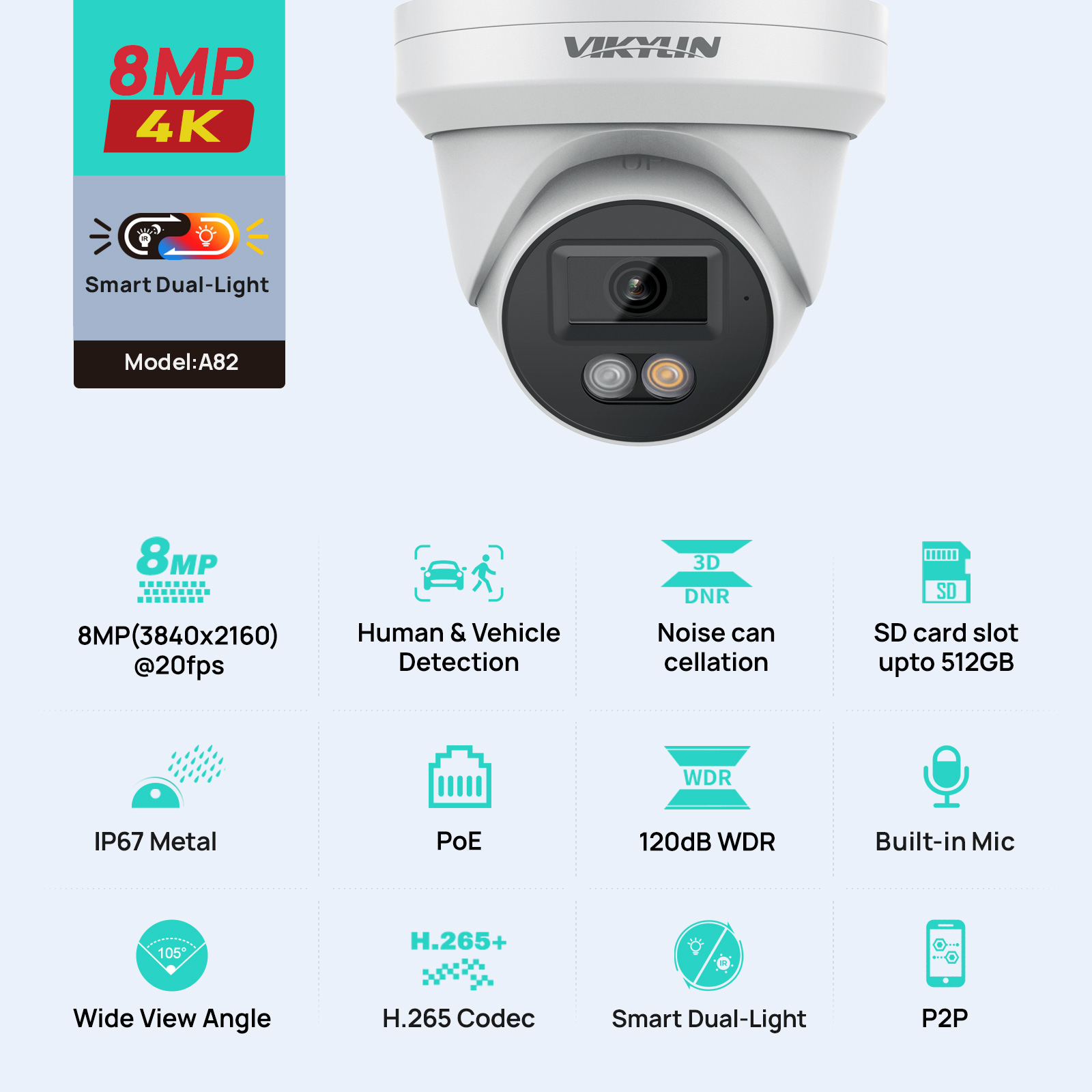 Home Security Service - VIKYLIN 8MP 4K IP Güvenlik Kamerası