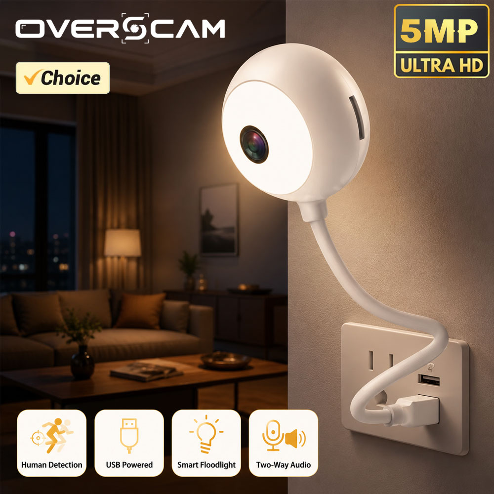 Home Security Flood Lights - 5MP Mini WiFi USB Tak ve