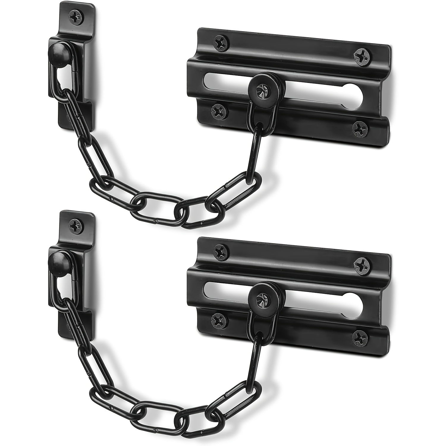 Door Chain Guard - 2'li Paket Kapı Zinciri Kilidi Siyah,