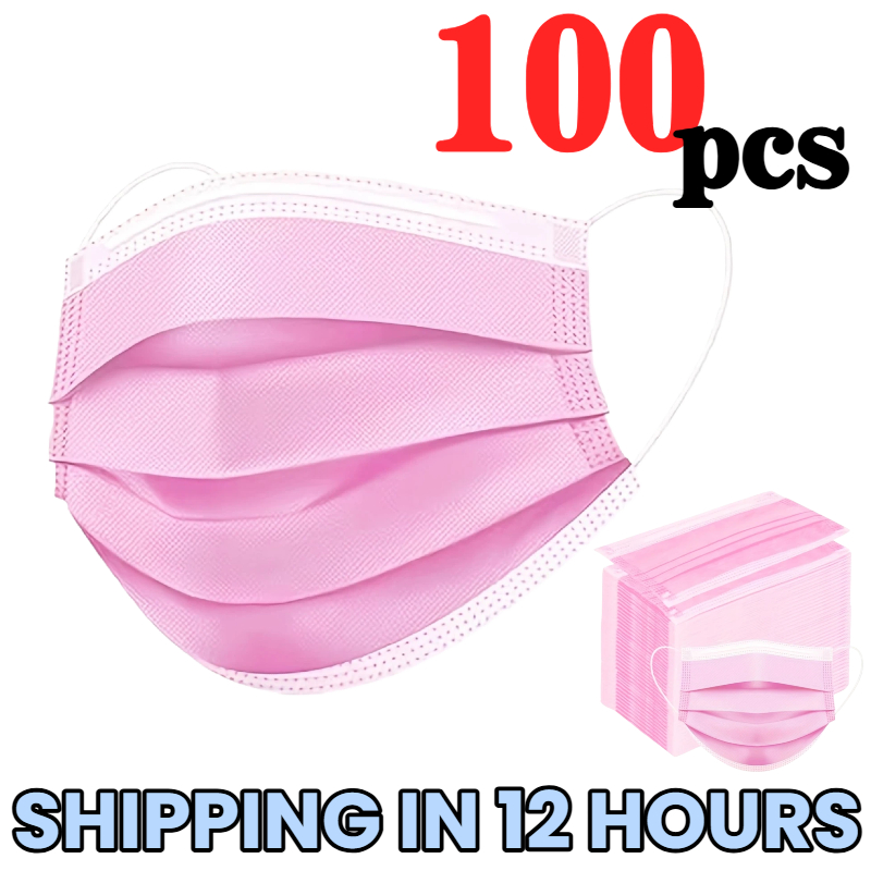 Home Security Officer - 100 Adet Koruyucu 3 Katmanlı Pembe