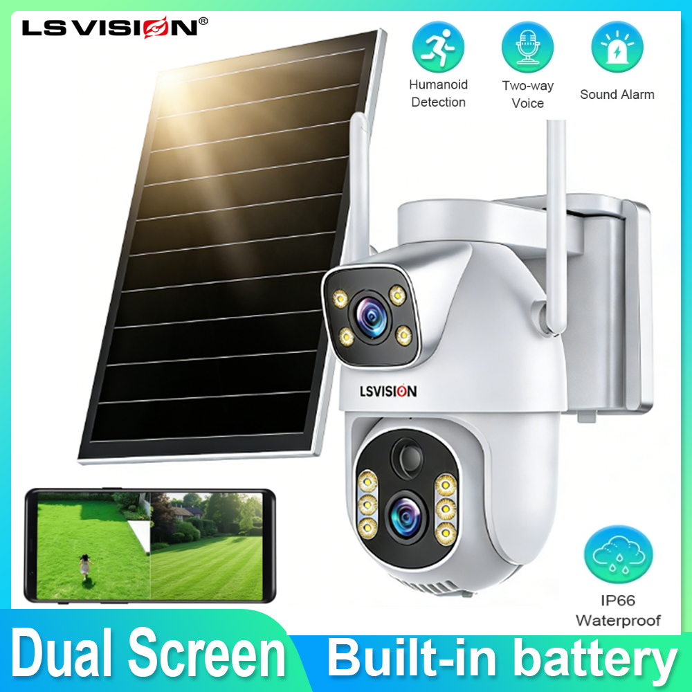 Home Security Cameras Uk - LS VISION Çift Lensli Güneş Enerjili