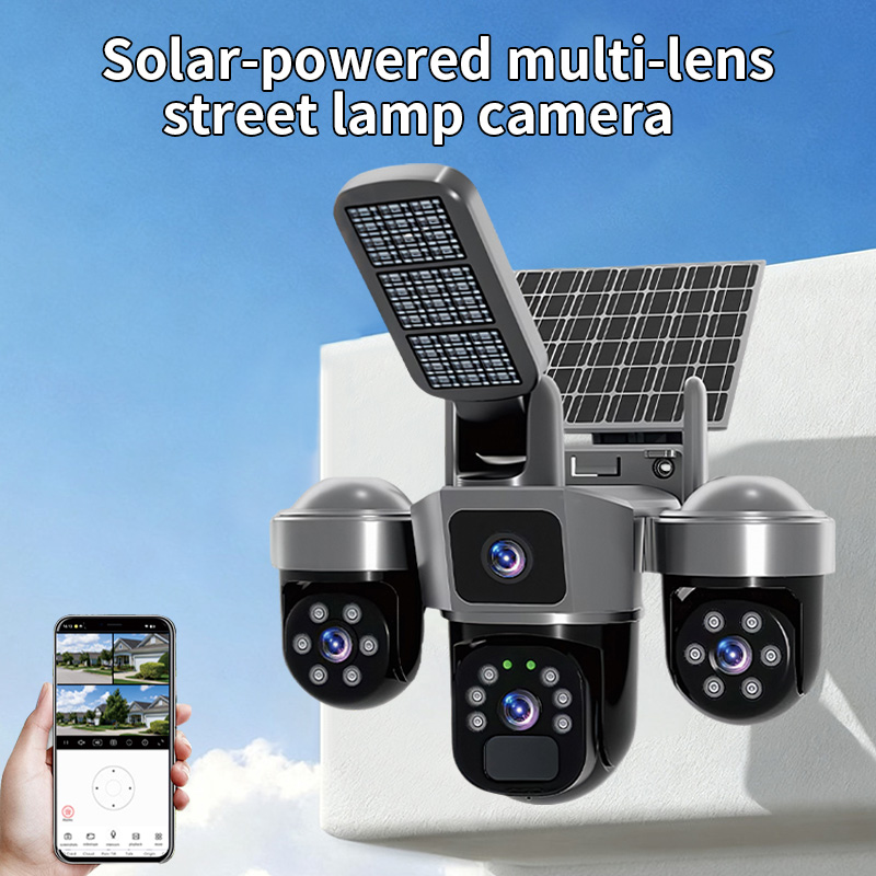6MP V380 APP Güneş Enerjili Üç - Home Security Flood Lights incelemesi ve fiyatı